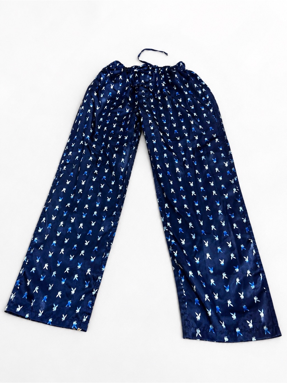 Vtg Playboy sz M Mens Satin Bunny Print Pajama Lounge Pants Hughe Hefner